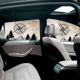 HUISEFOR Campsites Car Side Window Shades 4 Pack UV Rays Protective Sunshade for Summer Heat Resistant Driver Window Sun Shade for Front/Rear Universal Fits Most Vehicle Gift for Her