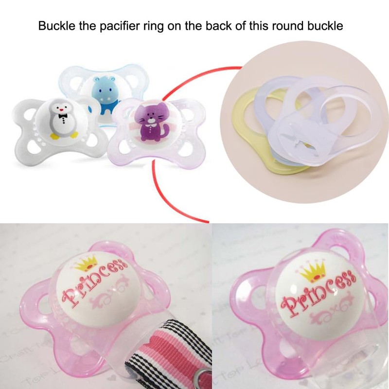 4Pcs Pacifier Adapter Rings Silicone Rings for Pacifier Clip Button