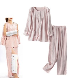 Yodilala warm hospital gown, bedridden patient gown, easy to put on and take off, Pink, XX-Large