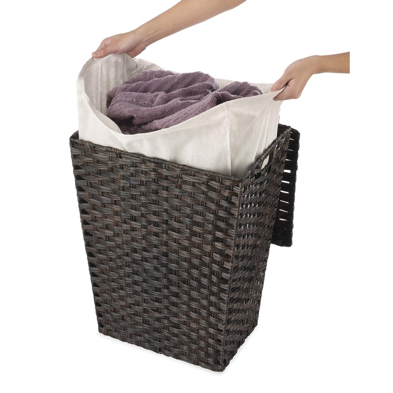 Whitmor Rattique Laundry Hamper with Lid and Removable Liner -