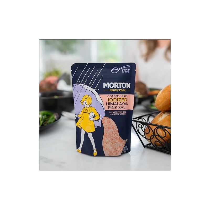 Morton Iodized Himalayan Pink Coarse Salt 1lb., Resealable Pouch