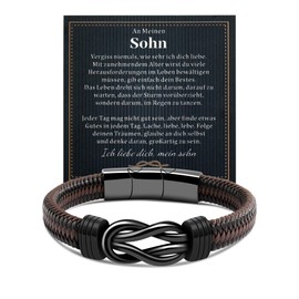 VGWON Bracelet for My Son, Gifts for Son, Son Gifts from Mum, Mother Son Gift, Men's Leather Bracelet, Birthday, Christmas Gifts for Son, Encouragement Gifts for Teenagers Boys, Stainless Steel,