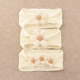 NUOSYI 3PCS Baby Flower Headband Girls Nylon Soft Headbands Cute Hair Accessories For Newborn Infant Toddler Kids(beige, elastic)