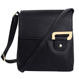 LA DEARCHUU Crossbody Bags for Women, PU Leather Cross Body Bag Fashion Magnetic Buckle Messneger Bag, Ladies Multi Pocket Shoulder Handbags Black Adjustable Crossover Bag