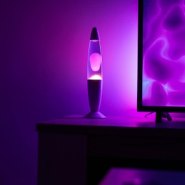 FISURA GIFTMARKET - Lila Lavalampe. Nachttischlampe mit 2 enthaltenen Glhbirnen. Lustiges Geschenk fr Jugendliche. Retro-Lampe, 34 x 8,5 cm