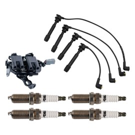 TRQ Ignition Kit Ignition Coil Spark Plugs Spark Plugs Wire Set Compatible with 2007-2012 Hyundai Elantra 2010-2011 Kia Soul 2009 Sportage