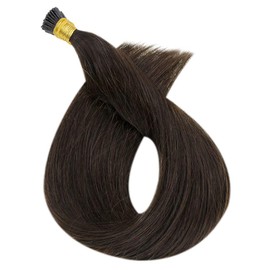 Full Shine Pre Bonded I Tip Human Hair Extensions Darkest Brown I Tip Hair Extensions Human Hair Cold Fusion I Keratin Hair Extensions 22 inch 50 Strand 40g
