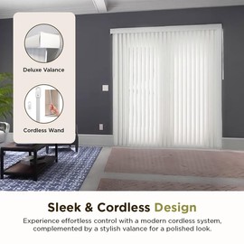 BlindDen - Vinyl Vertical Window Blinds for Home - Vertical Blinds for Sliding Glass Doors - White (36" W x 48" H)