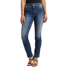 Silver Jeans Co. Women's Infinite Fit High Rise Straight Leg Jeans, Med Wash INF339, Small/31" Inseam