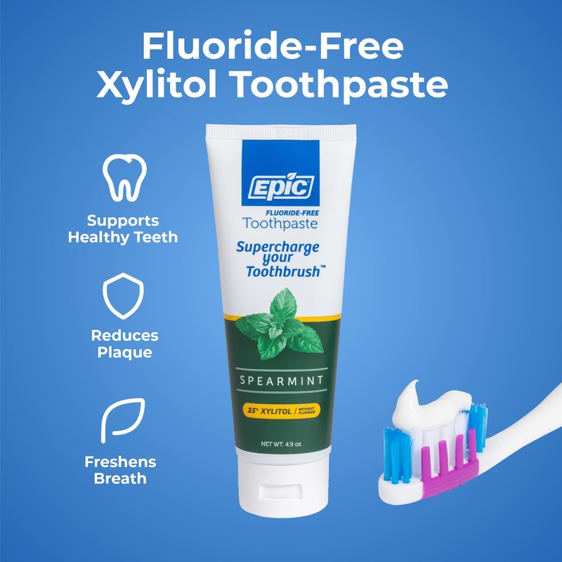 Epic Xylitol Toothpaste for Adults - Fluoride-Free Toothpaste with 25%