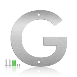 4 Inch Floating House Numbers and Metal Letters for Outdoor Signs, Modern 304 Stainless Steel Silver Address Numbers for Home, Apartment, and Garden Decor (Letter G)