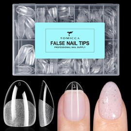 Extra Short Almond Nail Tips, 504pcs 12 Sizes, Soft Acrylic Gel