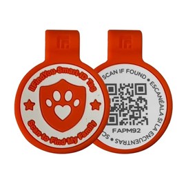 Smart Pet ID Tag with QR Code, Pink Silicone Dog Tag, Scannable Digital Identification (Orange, Large-1.2"*1.4")