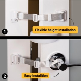 SVD.PET Upgraded Cat Door Latch & Stopper: Door Strap for Cats, A Simpler Pet Gate Solution to Dog Proof Your Home & Keep Dogs and Kids Out of Litter Box & Cat Feeder. (White)