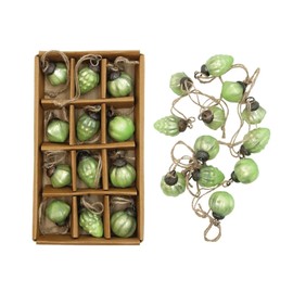 The Bridge Collection 1" Embossed Mint Green Mercury Glass Ornaments Multipack - Set of 12 - Mini Bulb Christmas Ornaments with Carton for Convenient Seasonal Storage