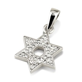 Star of David Pendant With White Gemstone & 925 Sterling Silver Necklace