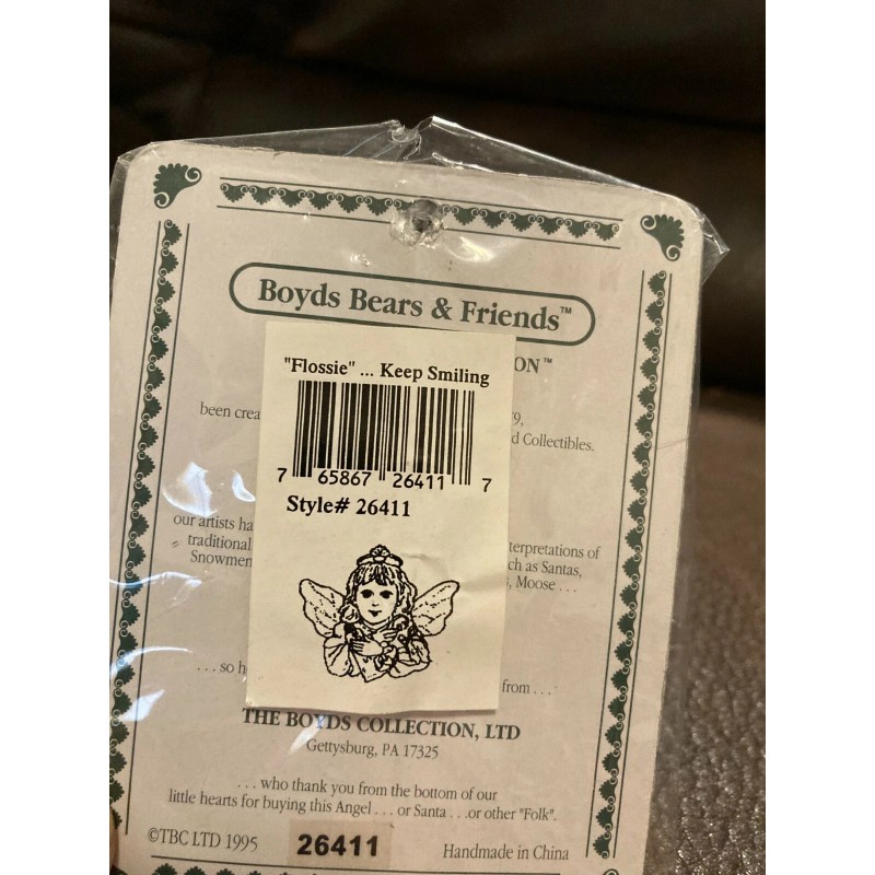 Boyds Bears Retired Tooth Fairy Angel Pin- Flossie...Keep Smiling