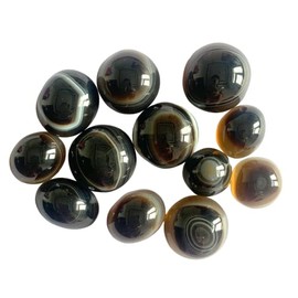 crystalmiracle Natural Black Sulemani Hakik Eye Single Cabochon Crystal Healing Reiki Feng Shui Gift Wellness Handcrafted