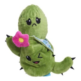 Consuela the Cactus Plush Toy with Pink Flower, Green Body, Black Spikes & Smiling Face