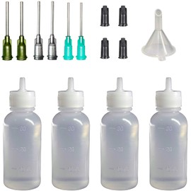 HaBeuniversal Blunt Needle Tip Applicator Bottle Set - 30ml Squeezable Bottles, Storage Caps, 14ga 16ga 18ga Needle Tips and Mini Funnel