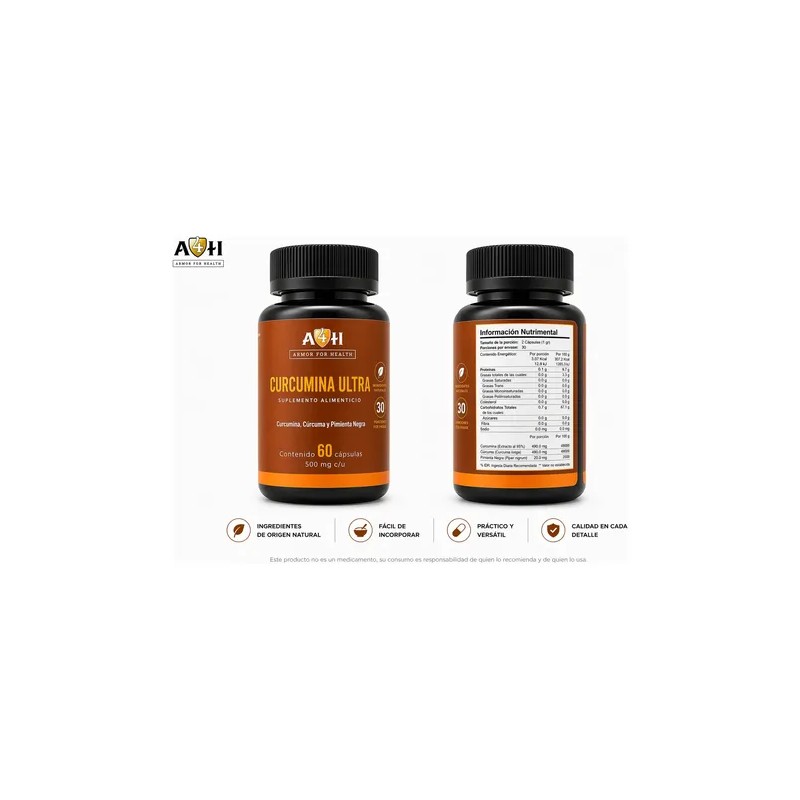 Curcumina Ultra De 60 Cápsulas 500 Mg A4h