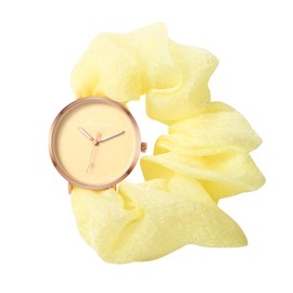 JewelryWe Watches Women's Elastic Hair Band – Unique Simple Analogue Quartz Wrist Watch Women Girls Watch with Hair Band Elastic Bracelet Gift, Plain - Yellow