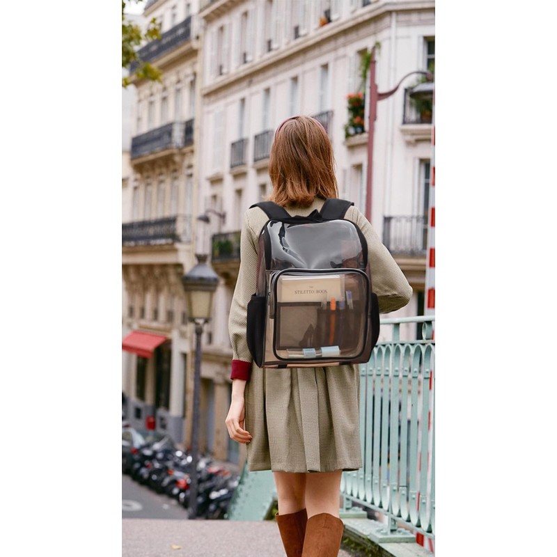KUI WAN Clear Backpacks for School Large Clear Bookbag with