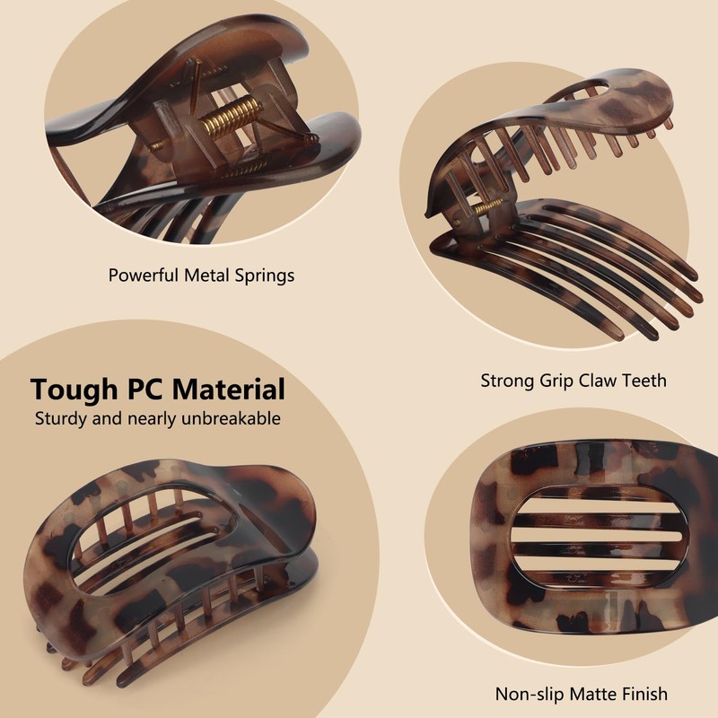 OWill 4 Pcs Flat Claw Clip