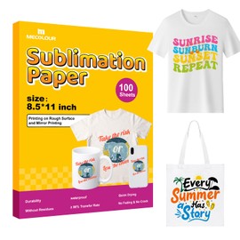 MECOLOUR Sublimation Paper 100 sheets, 8.5"x11" Heat Transfer Paper for Inkjet Printer with Sublimation Ink, 125 gsm Sublimation Transfer Paper for T-shirts, Tumblers, Mugs