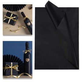 CC wonderland zone 50 Sheets of Decoupage Tissue Paper Black 50 cm x 70 cm Wrapping Paper Tissue Paper Packaging Material
