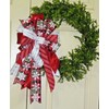 Handmade 10 " RED PLAID w FLOCKED GLITTER SNOWFLAKES WIRED