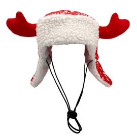 Huxley & Kent Pet Hat | Antler Red Fairisle (Large) | Festive Christmas Holiday Accessory for Dogs/Cats | Holiday Pet Hat | SnugFit Sliding Toggles for Best Fit