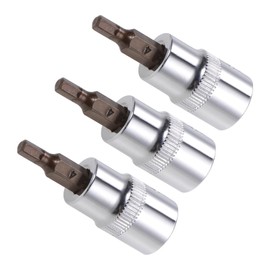 CoCud Hex Bit Socket, Metric H4 (4mm) Bit 3/8" Drive 1.5" Long, S2 Alloy Steel Heat Treated CR-V Socket - (Applications: for Fasteners) - Pack of 3