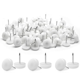 Jiozermi 120Pcs 16mm Nail on Furniture Glides, Nylon Chair Glides, Nail Chair Leg Floor Protectors, Furniture Sliders, Chair Feet Pads, Furniture Pads(White)