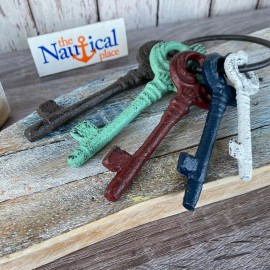 Victorian Keys On Ring - Set of 5 - Cast Iron Skeleton Set - Old Vintage Style
