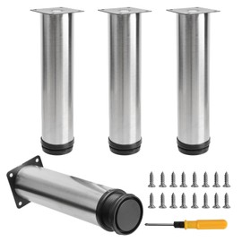 Toolzia 4Pcs Furniture Legs, 7.87"/20cm Adjustable Furniture Support Feet,Adjustable Height Replacement Support Feet Legs for Sofa Table Chair Desk Kitchen Cupboard Cabinets Legs Feet (Silver)