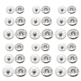 Lilaly 120 Pairs Sliver Snaps for Fabric, Snaps for Sewing, Buttons for Clothes(50 Pairs 8mm, 50 Pairs 10mm, 20 Pairs 12mm)