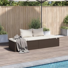 vidaXL Patio Bed, Outdoor Lounge Bed, Adjustable Sides Lightweight Weather-Resistant Easy Maintenance, Washable Cushions & Poly Rattan Frame