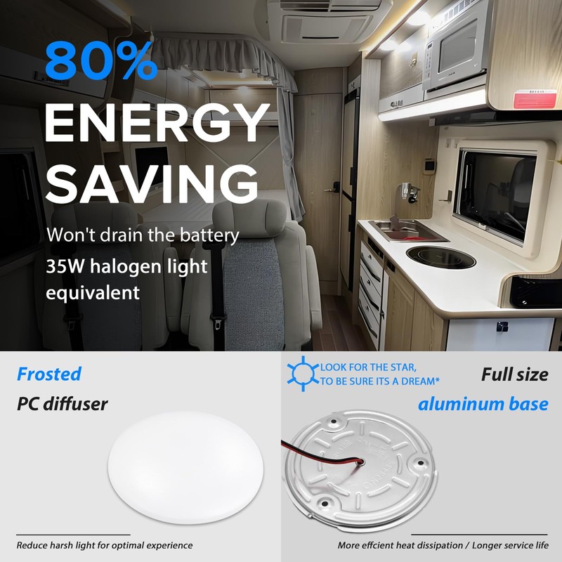 Dream lighting RV Interior Lights 12V LED Dome Light Fixtures