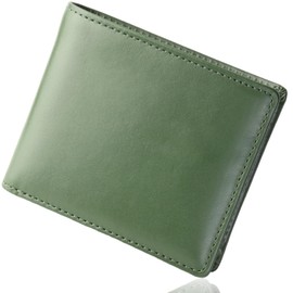 Kapon Men's Bi-fold Wallet, Genuine Leather, Box-shaped Coin Purse, Lightweight, Leather, Holds 12 Cards, Hidden Pocket, british green
