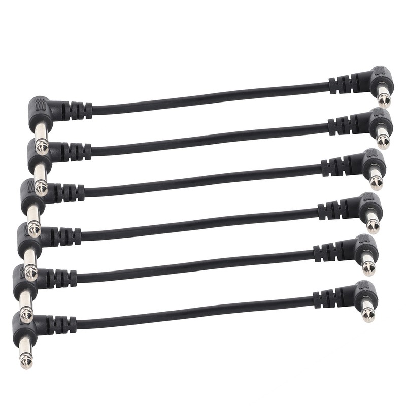 6PCS Guitar Effect Pedal Cables 6.35mm Elbow Right Angle Connector
