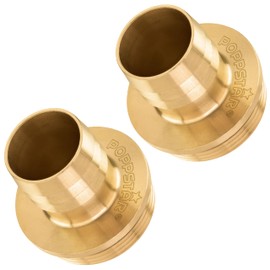 Poppstar Hose Nozzle 1 1/2 Inch Male (47.80 mm) to 1 1/4 Inch Nozzle (32 mm), Brass, with Collar and O-Ring