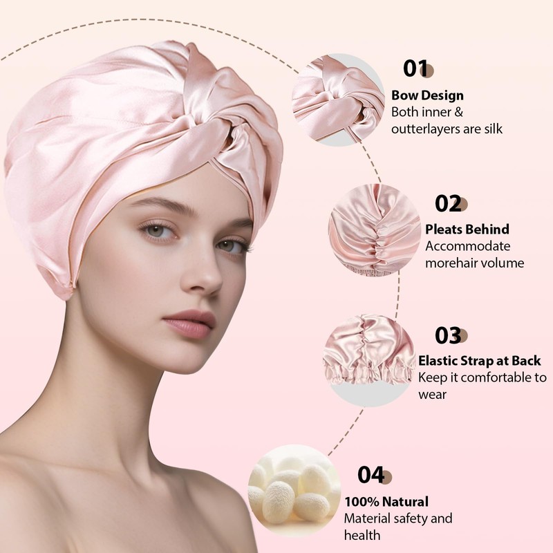 Waymaytecy Silk Hood for Sleeping, Headwear, Silk Bonnet, Adjustable with