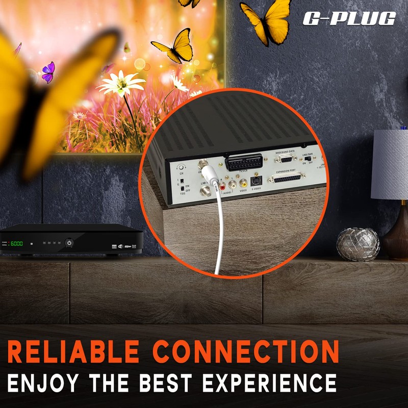 G-PLUG 2m Langes Antennenkabel Männlich zu Männlich – Satellitenkabel Koaxialkabel