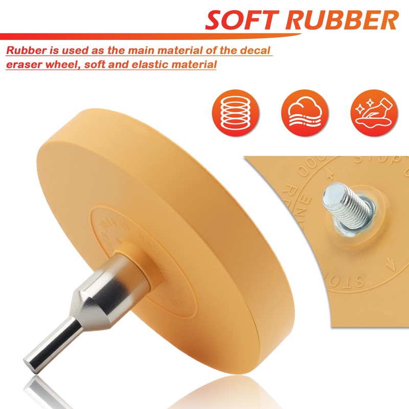 YGDMD Car Rubber Eraser Wheel for Drill,Practical Car Decal Remover
