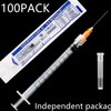100Pack 1ml 1cc Disposable Plastic Syringes with 25Ga, Individually Sterile