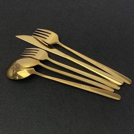 Golden Silverware Set,puzhler 20-Piece 304 Stainless Steel Flatware Cutlery Set for 4,Mirror Polished Gold Tableware Set Ideal for Home Kitchen Hotel Restaurant,Includes Forks Spoons Knives