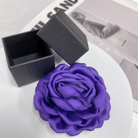 Peony Flower Brooches Pins Chiffon Rose Flower Brooch Classic for Wedding Party Dance Banquet for Women Lapel Pins Dress Suit Clothes Accessories Jewelry Gifts 95mm (Purple)