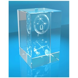ELUNO 3D Glass Cuboid I Zodiac Sign PRO I Motif: Libra