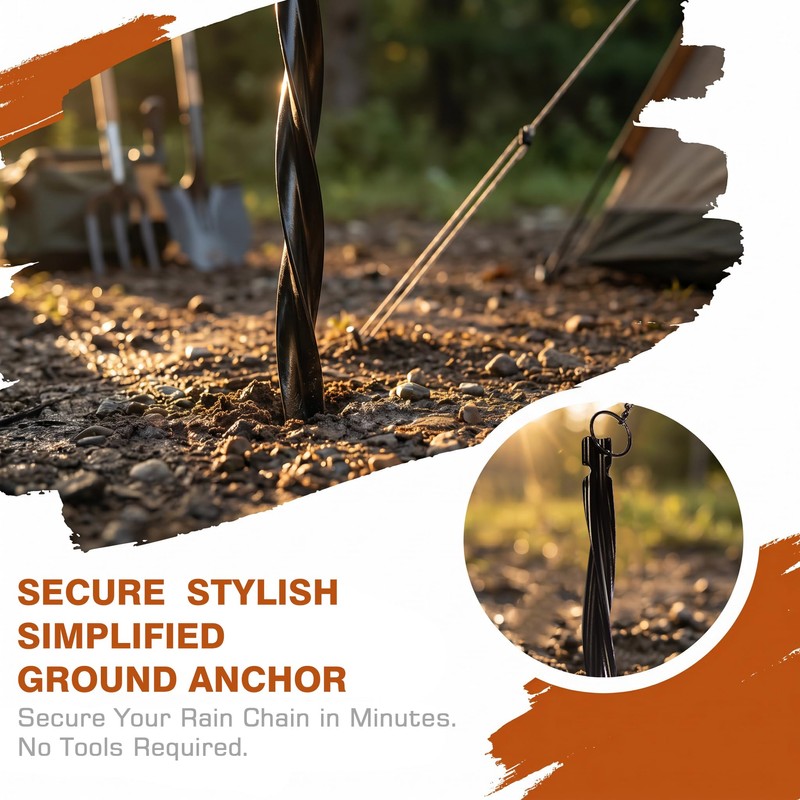 QPQ Rain Chain Ground Anchor Stake, Metal Aluminum, for Outdoor